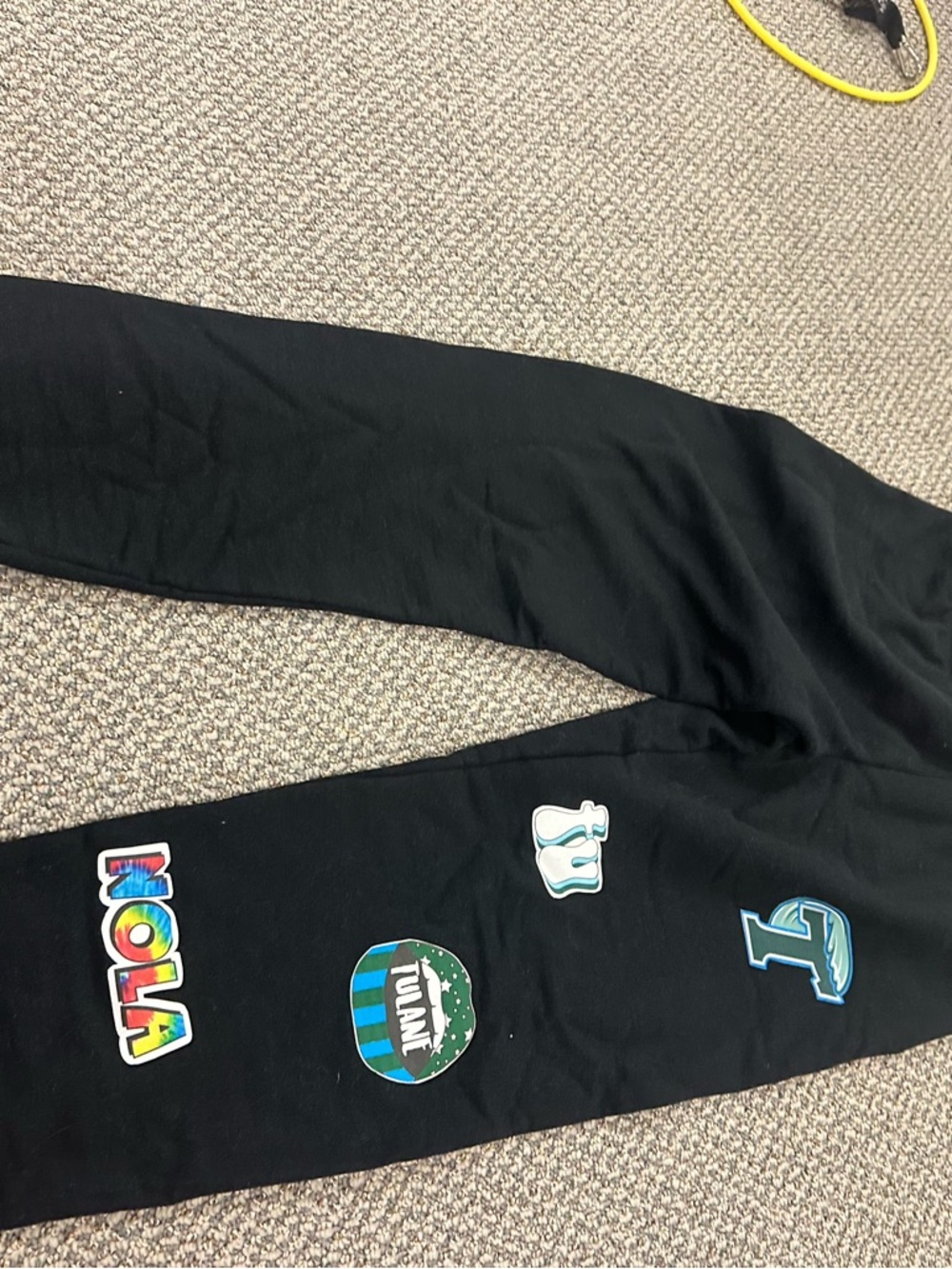 Black Tulane Sweatpants with Colorful Patches